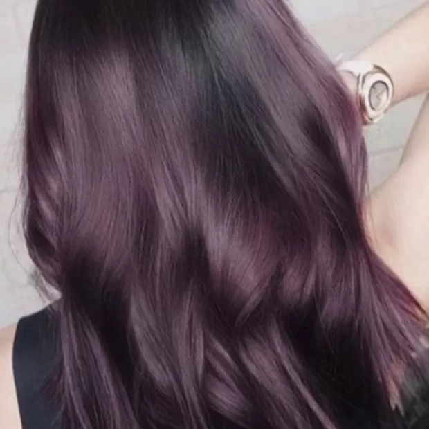 Baño de color berenjena pelo