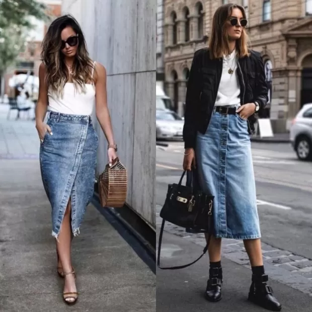 Cómo combinar una falda midi vaquera a los 30, 40 y 50 años