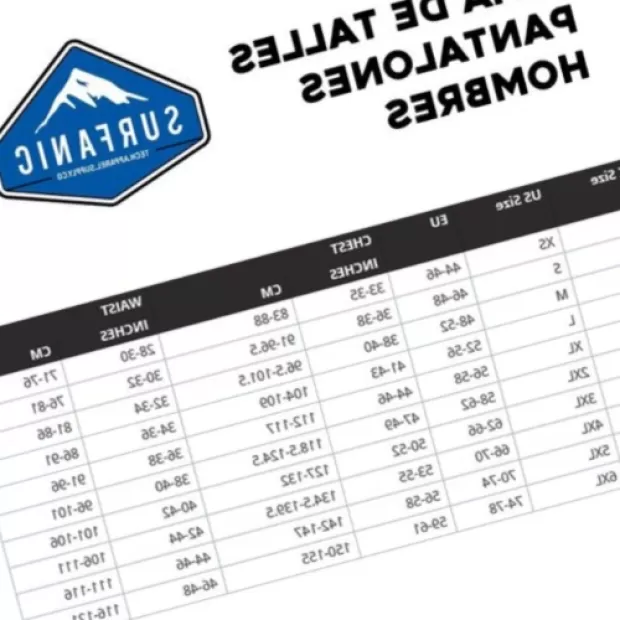 Tallas pantalones hombre equivalencias