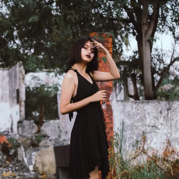 vestido midi verde botella